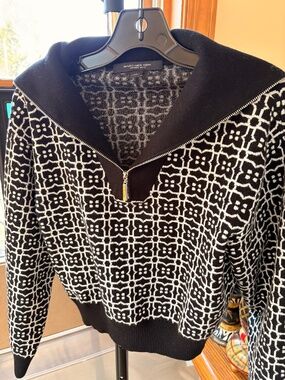 Marc New York—Andrew Marc Black and Ivory Cropped Sweater